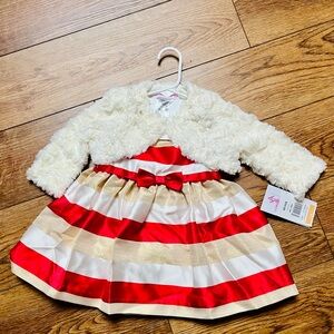 Bonnie Baby Red and Gold Striped Formal Dress